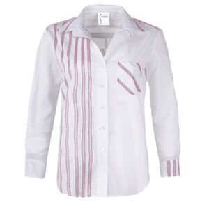 finley Alex White Blouse With Blue & Pink Stripe Colorblocking